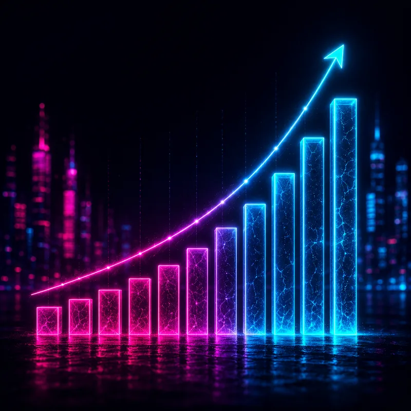 Neon growth chart representing the 10-day launch trajectory
